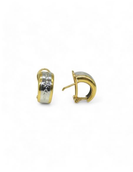 Pendientes bicolor labrados oro 18K - joyería orocash