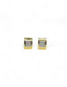 Pendientes cuadrado bicolor oro 18k