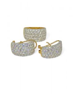 Pendientes ovalados circonitas oro 18k - 1cm 2