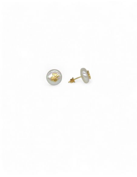 Pendientes perla y osito oro 18k -  Joyería OroCash