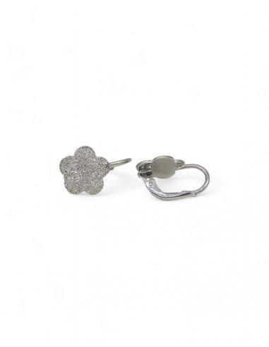 Pendientes flor oro blanco 18k