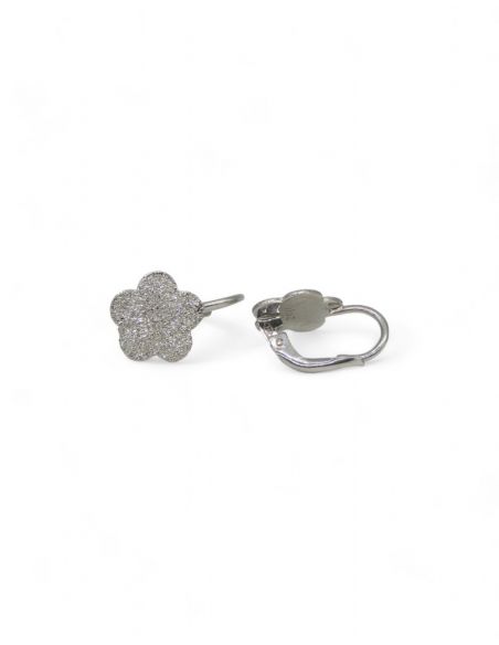 Pendientes flor oro blanco 18k
