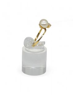 Anillo perla y circonita oro 18k. 2