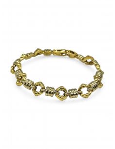 Pulsera círculos y tres barras oro 18k - 19cm - Joyería Orocash