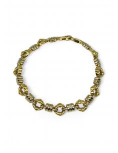 Pulsera círculos y tres barras oro 18k - 19cm - Joyería Orocash 2