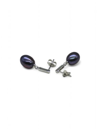 Pendientes colgantes con perla cultivada gris plata 925