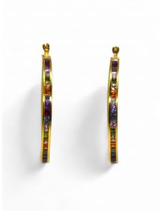 Aros piedras multicolor oro 18k - Joyería Orocash 2