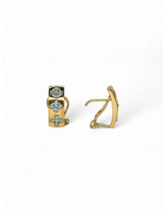 Pendientes barra flores circonitas celestes oro 18k - Joyería Orocash 2