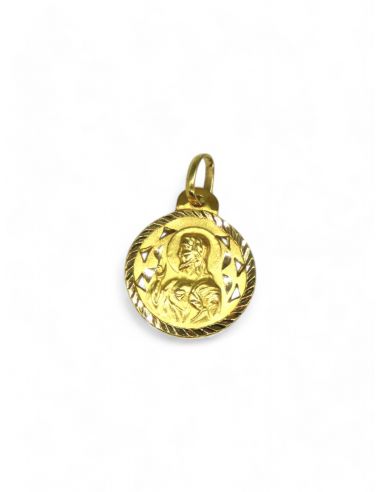 Escapulario Virgen del Carmen y Sagrado Corazón de Jesús oro 18k