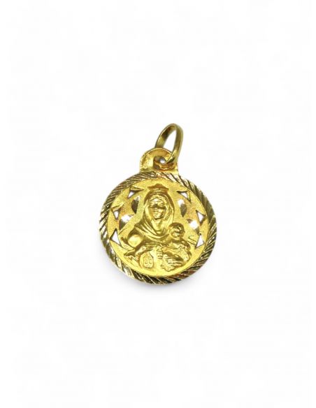 Escapulario Virgen del Carmen y Sagrado Corazón de Jesús oro 18k - 2cm