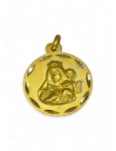 Escapulario Virgen del Carmen y Corazón de Jesús oro 18k - 2cm