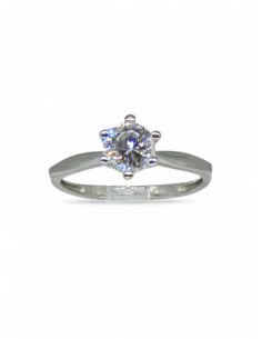 Anillo oro blanco con circonita 18k -T.11