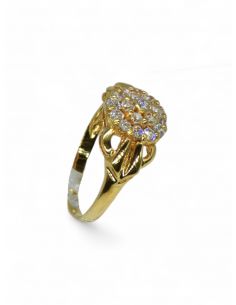 Anillo diseño flor de circonitas oro 18k - Joyería Orocash 2