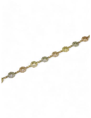 Pulsera soles oro tricolor 18k - 18cm