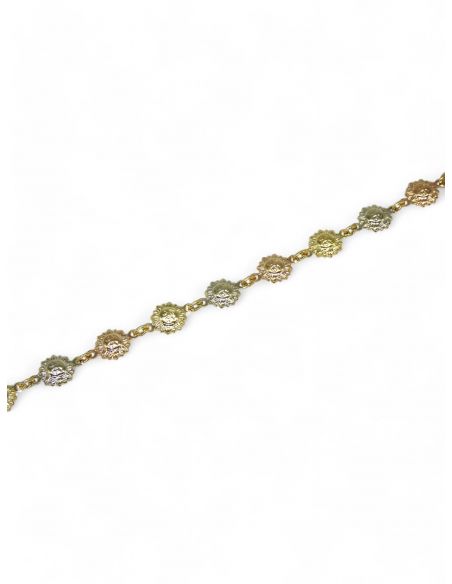 Pulsera soles oro tricolor 18k - 18cm