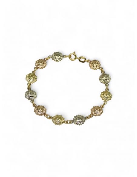 Pulsera soles oro tricolor 18k - 18cm