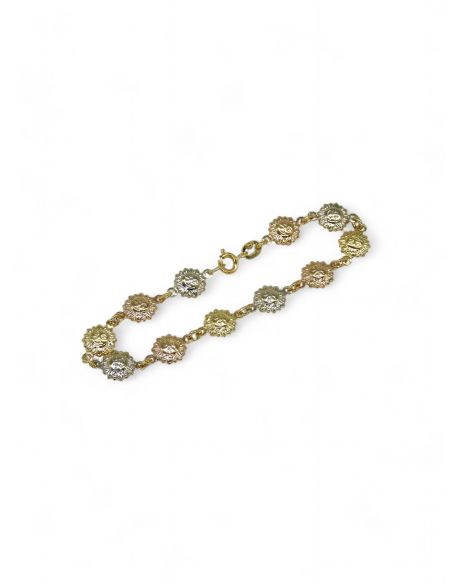Pulsera soles oro tricolor 18k - 18cm