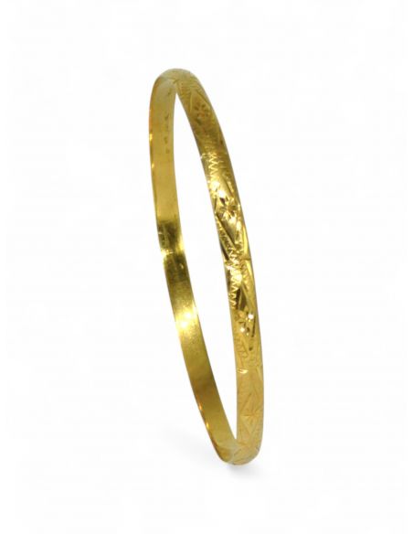 Pulsera caña labrada oro 18k - 7cm - Joyería Orocash