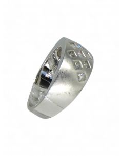 Anillo oro blanco con circonitas 18k -T.13 2