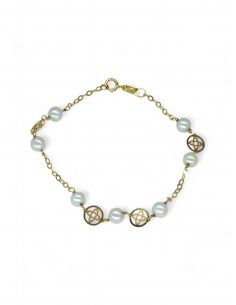 Pulsera perlas oro 18 k - 16 cm - Joyería OroCash