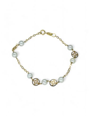 Pulsera perlas oro 18 k - 16 cm - Joyería OroCash
