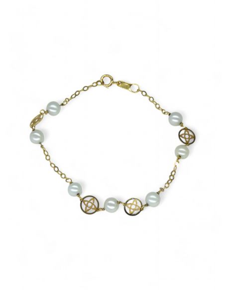 Pulsera perlas oro 18 k - 16 cm - Joyería OroCash
