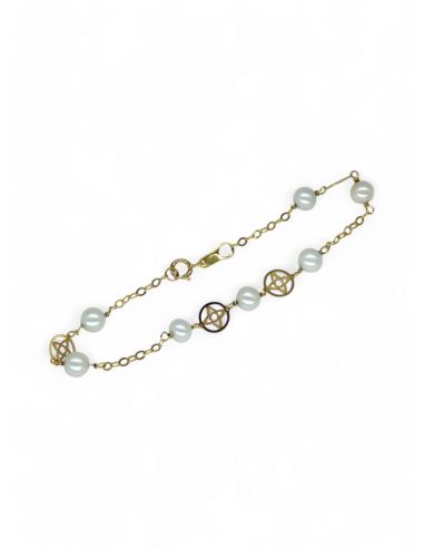 Pulsera perlas oro 18 k - 16 cm - Joyería OroCash