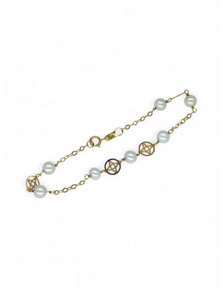 Pulsera perlas oro 18 k - 16 cm - Joyería OroCash
