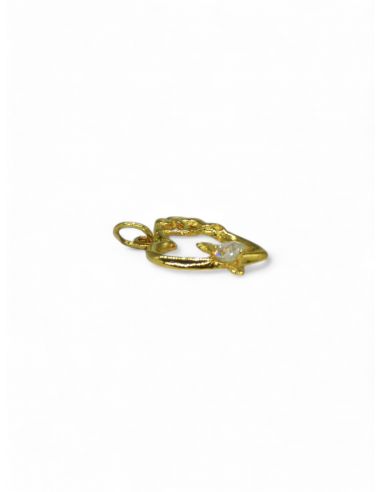 Dije corazón cupido circonita oro 18k - Joyería Orocash