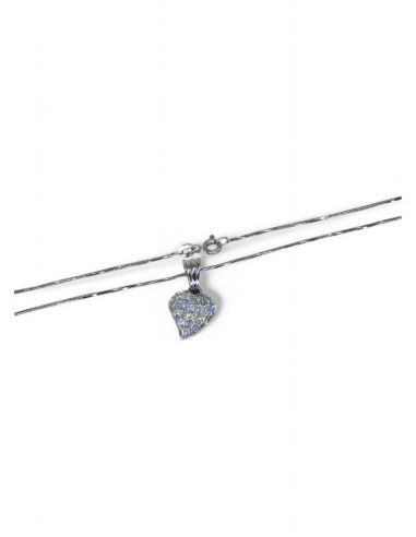 Cadena con colgante corazón con circonitas oro blanco 18k -43cm