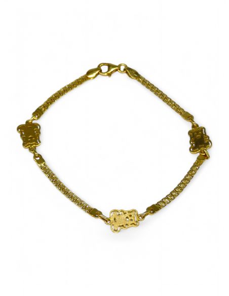 Pulsera ositos oro 18k - 19cm - Joyería Orocash