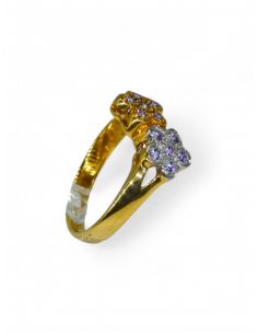 Anillo flores circonitas oro bicolor 18k - T.17 - Joyería Orocash 2