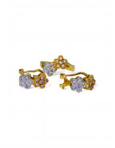 Pendientes flor circonitas oro bicolor 18k - Joyería Orocash 2