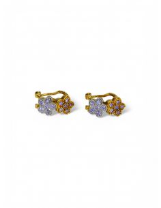 Pendientes flor circonitas oro bicolor 18k - Joyería Orocash
