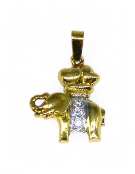 Colgante elefante con corazones oro bicolor 18k- Joyería Orocash