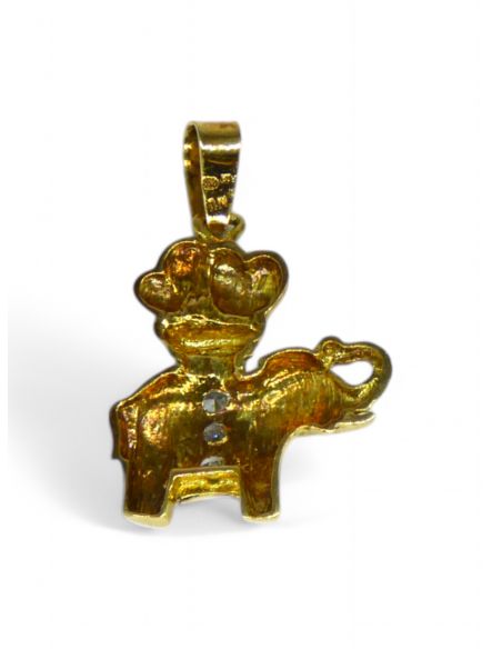 Colgante elefante con corazones oro bicolor 18k- Joyería Orocash