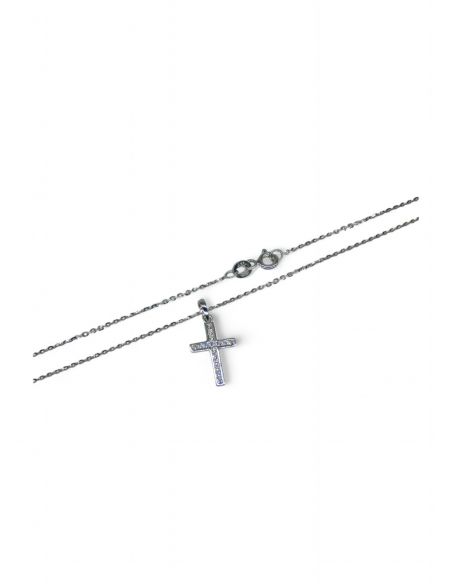 Cadena con cruz oro blanco 18k - 45cm - Joyería OroCash