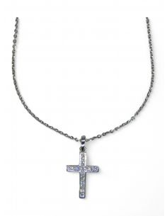 Cadena con cruz oro blanco 18k - 45cm - Joyería OroCash