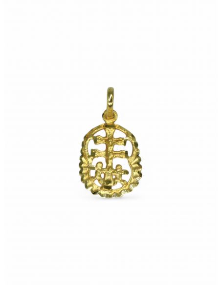 Colgante cruz de Caravaca labrada oro 18k.