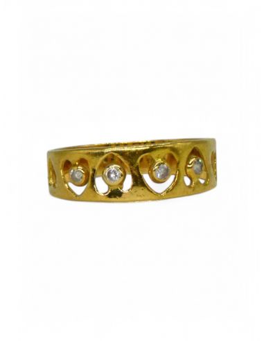 Anillo corazones calados circonitas oro 18k - T.14 - Joyería Orocash