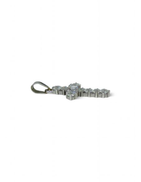 Dije cruz circonita oro blanco 18k - Joyería OroCash