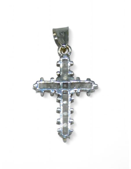 Dije cruz circonita oro blanco 18k - Joyería OroCash
