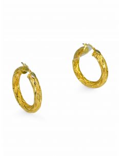 Pendientes aros labrados oro 18k - Joyería Orocash