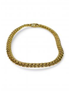 Cadena barbada hueca cierre circonitas oro 18k - 47cm - Joyería Orocash