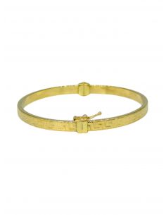 Pulsera caña oval con greca oro 18k - 6.4cm - Joyería Orocash 2