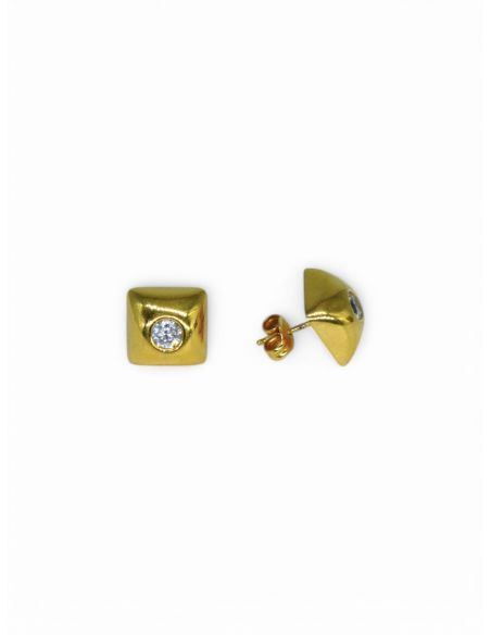 Pendientes cuadrados circonita incrustada oro 18k - Joyería Orocash