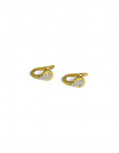 Pendientes circulo circonitas con bajante oro 18k - Joyería Orocash
