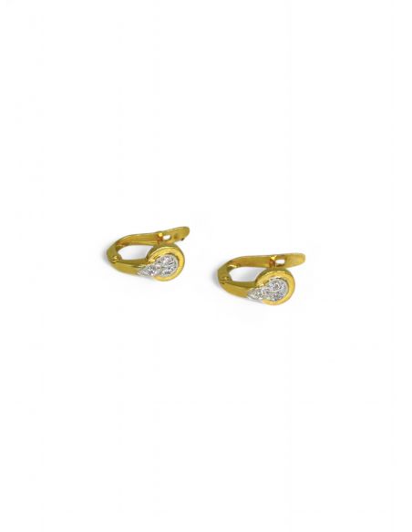 Pendientes circulo circonitas con bajante oro 18k - Joyería Orocash