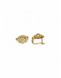 Pendientes flor circonitas con orla oro 18k - Joyería Orocash 2