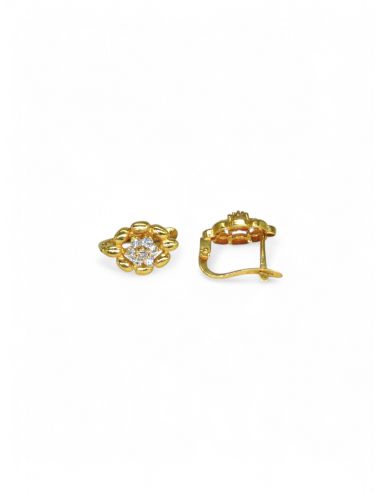 Pendientes flor circonitas con orla oro 18k - Joyería Orocash